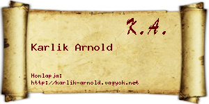 Karlik Arnold névjegykártya