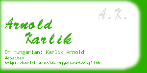 arnold karlik business card